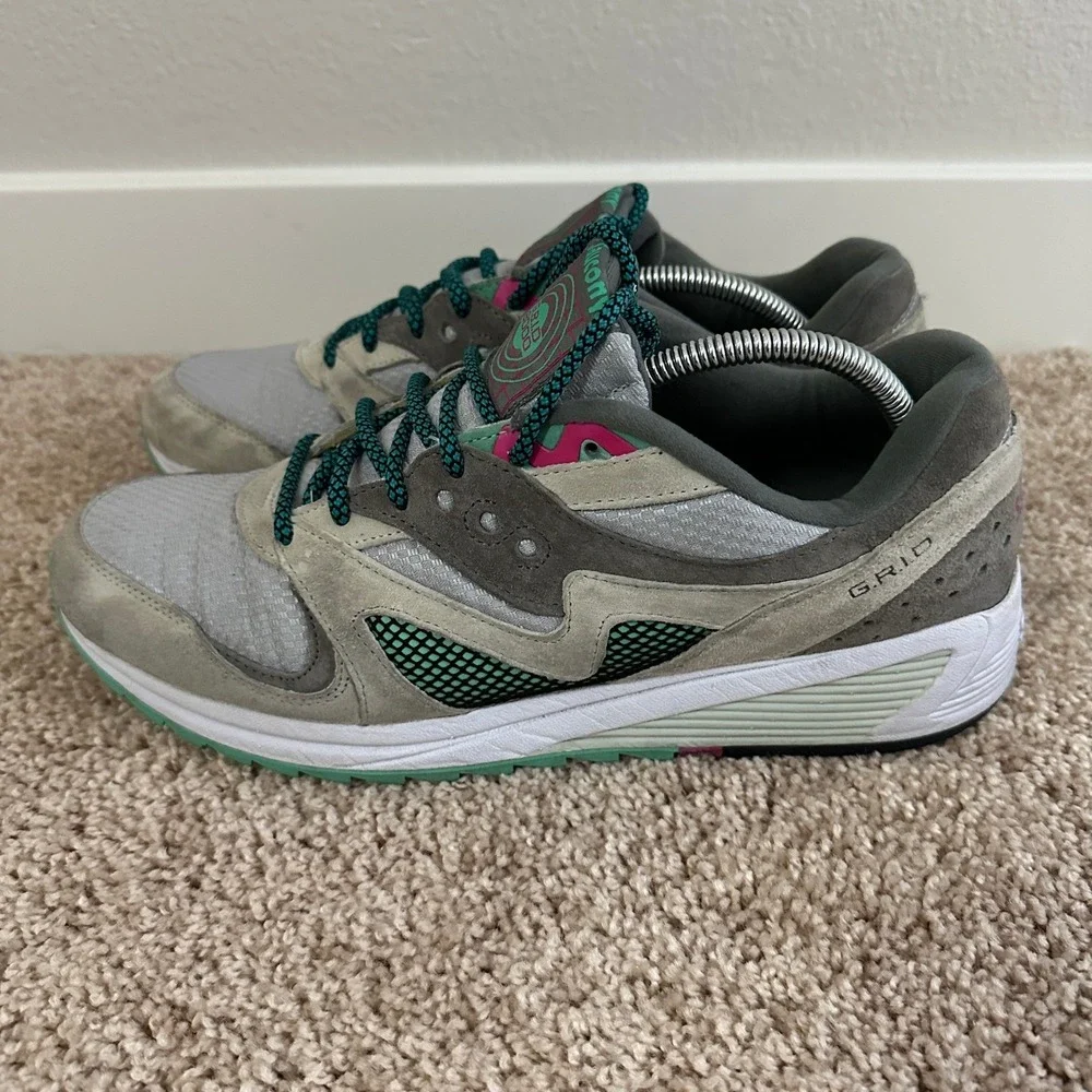 Saucony Grid 8000 CL Sneakers Mens Grey Teal Pink‎ Retro Shoes 11.5 S70197-3